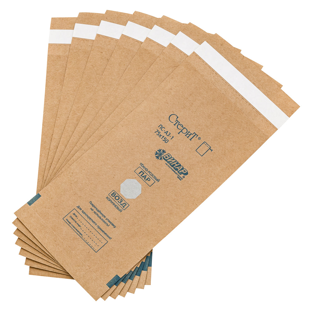 Vinar SteriT self-sealing kraft sterilization pouches, 75 x 150 mm, product photo