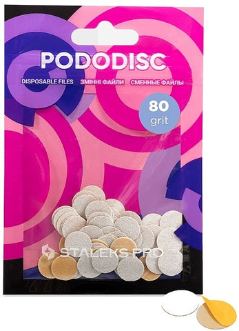 XS 80 Staleks Pro Accessories Pedicure Disc Refills "Pododisc", XS, white, 80 grit, 50 pcs